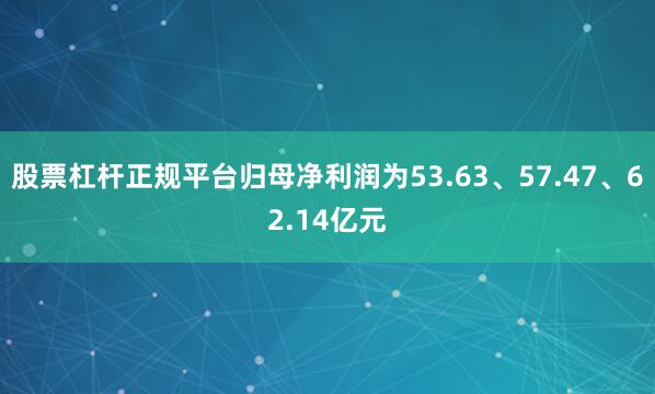 股票杠杆正规平台归母净利润为53.63、57.47、62.14亿元